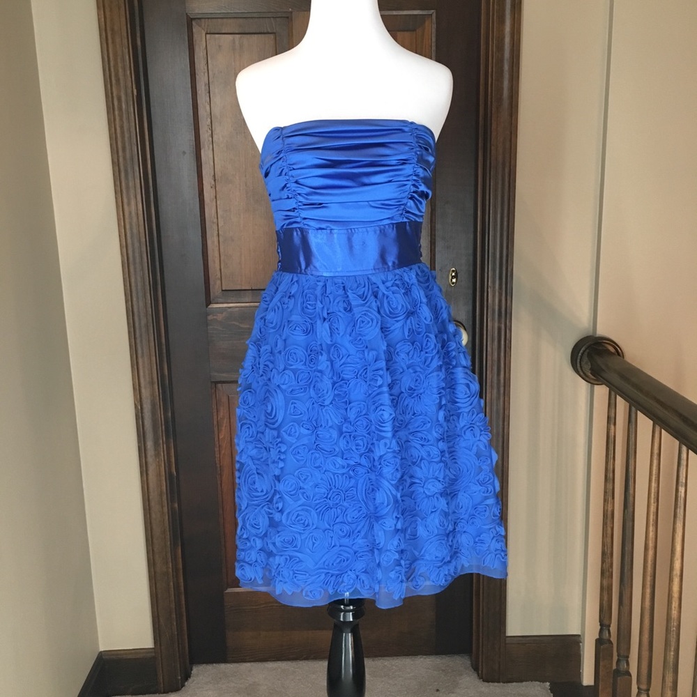 Blue Appearance dress with rose detailing